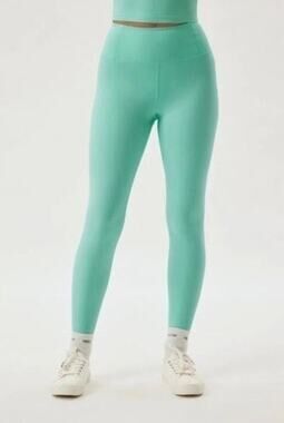 Girlfriend Collective Teal Ribbed Leggings Small Workout Activewear Athleisure